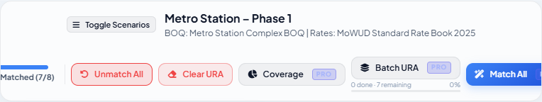Match progress stat line in the Scenario Studio status bar
